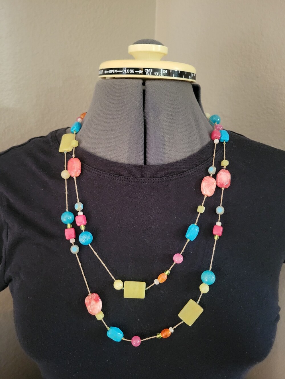 Long Beaded Knotted Cord Necklace Bright Spring Colors 50 In Long Multi Color